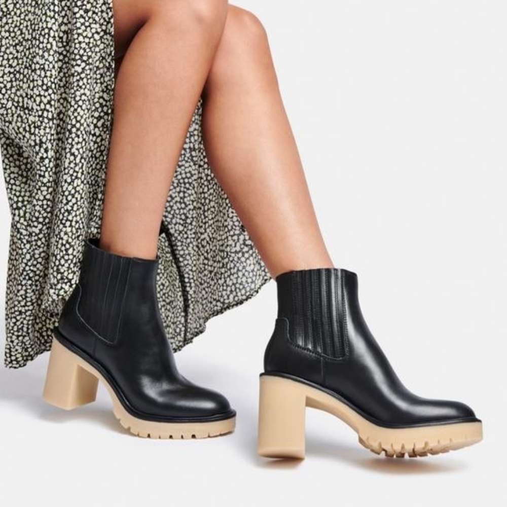 DOLCE VITA Black Leather Ankle Boots Sz 7 New Without Box